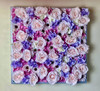 "Lilac & Pink" Silk flowers in Glittery Silver Frame 24"x24"