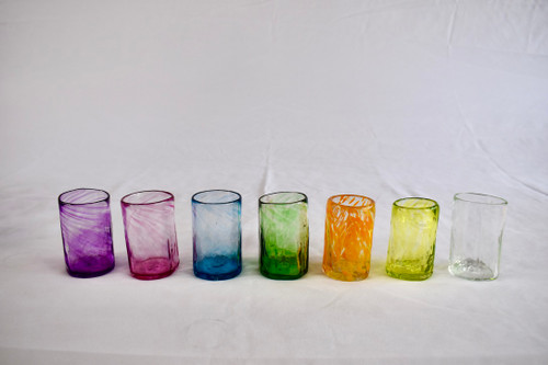 Colorful Hand Blown Glass Tumblers from Oaxaca (Medium)