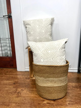 Throw/Sofa Pillow Cover | Cream Geometric Design | 18"x18" | Handmade in Zimbabwe