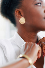 Hand-Hammered Earrings | Saturn | Gold Brass | Handmade in Kenya