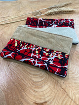 Coin Purse | Red & Black Sea Patterns | Leather | 3"x 5" | Handmade in Kenya