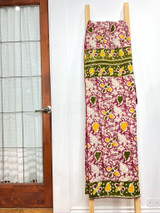 Kantha Quilt | King | Purple/Cream Design with Green/Yellow Floral | Recycled Saris | Handmade in Bangladesh