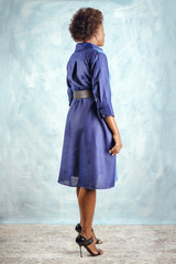 Shirt Dress | Cotton | Dark Blue & Medium Blue Panel | Designed In Vancouver | Handmade In Kenya