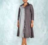 Shirt Dress | Linen & Cotton | Black & Grey | Designed In Vancouver | Handmade In Kenya