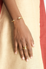 Hand-Hammered Bracelet | Rounded Open Tear | Gold Brass | Hand Hammered in Kenya