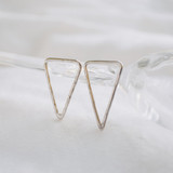 Hand-Hammered Earrings |Triangle Rough texture Studs|Medium |Silver Brass | Handmade in Kenya