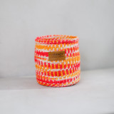 Chic Pink and Orange Kiondo Basket (6 inch)