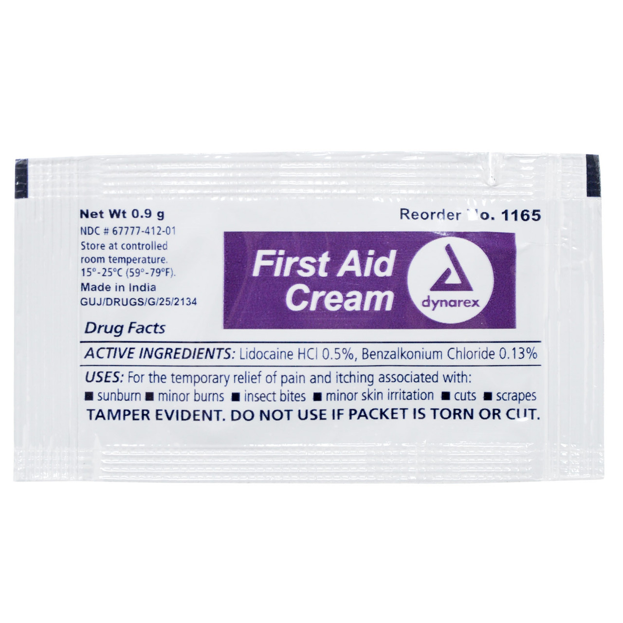 First Aid Burn Cream, 0.9g foil packet, 144/Bx, 12Bx/Cs