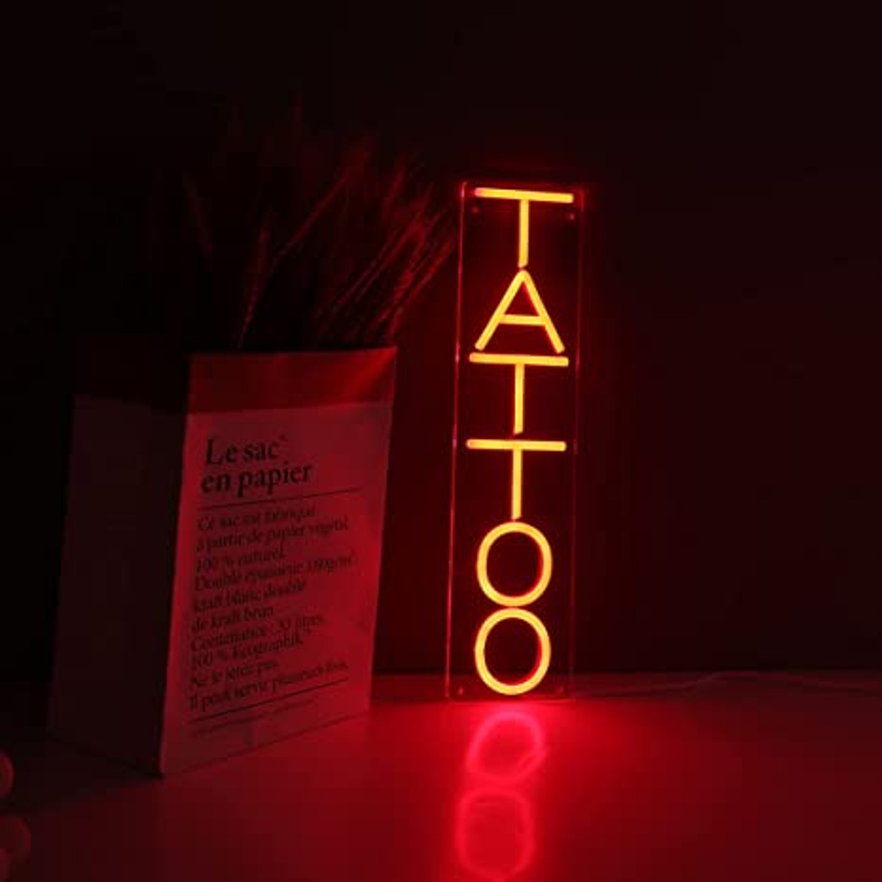 Neon Light Wall Sign for Tattoo Salon Studio Shop, Vertical