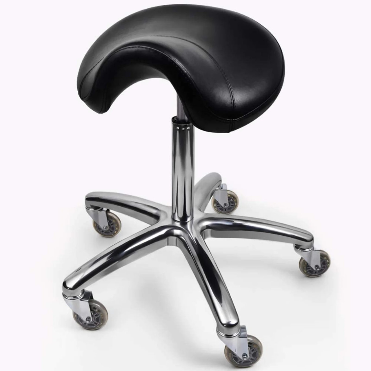 Tattoo Artist Saddle Stool, aluminum base, Black