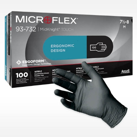 MidKnight Touch Black Nitrile Gloves, 100/BX