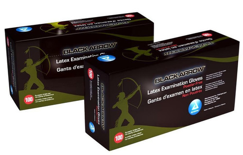 Black Arrow LARGE Latex Gloves, Powder-Free, 100/Bx, 10Bx/Cs
