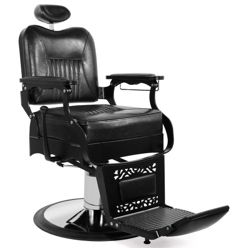 Retro Faux Leather Tattoo Barber Reclining Chair, Black