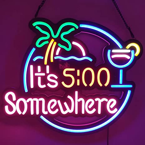 It's 5:00 Somewhere LED Neon Light Sign for Tattoo Shop