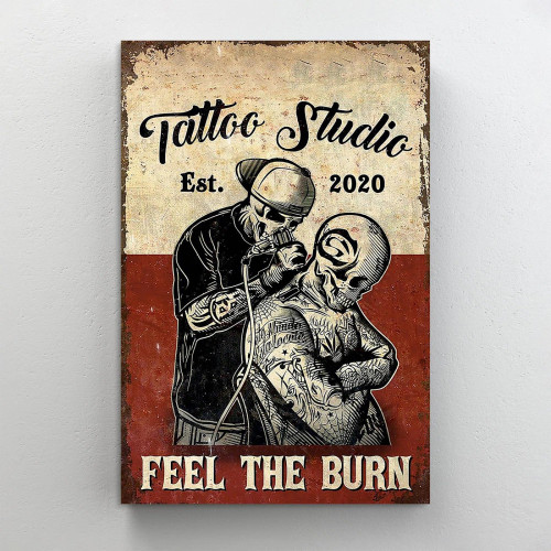 Tattoo Studio Feel The Burn, Wrapped Canvas Graphic Art