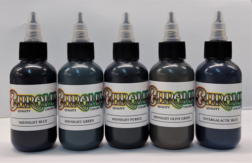 CHROMA 5 Bottle Midnight Color Set Tattoo Ink 1oz.