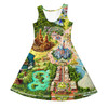Girls Sleeveless Dress - Disneyland Colorful Map