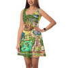 Sleeveless Flared Dress - Disneyland Colorful Map