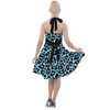 Halter Vintage Style Dress - Ken's Bright Blue Leopard Print