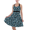 Halter Vintage Style Dress - Ken's Bright Blue Leopard Print