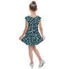 Girls Cap Sleeve Pleated Dress - Ken's Bright Blue Leopard Print