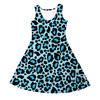 Girls Sleeveless Dress - Ken's Bright Blue Leopard Print