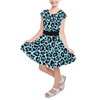 Girls Short Sleeve Skater Dress - Ken's Bright Blue Leopard Print