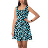 Sleeveless Flared Dress - Ken's Bright Blue Leopard Print