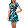 Short Sleeve Dress - Ken's Bright Blue Leopard Print