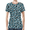 Women's Cotton Blend T-Shirt - Ken's Bright Blue Leopard Print