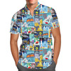 Men's Button Down Short Sleeve Shirt - Tomorrowland Vintage Attraction Posters