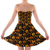 Sweetheart Strapless Skater Dress - Halloween Mickey Pumpkins