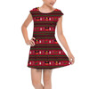 Girls Cap Sleeve Pleated Dress - Christmas Mickey & Minnie Sweater Pattern
