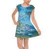 Girls Cap Sleeve Pleated Dress - Monet Water Lillies