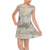 Girls Cap Sleeve Pleated Dress - Hundred Acre Wood Map Winnie The Pooh Inspired
