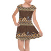 Girls Cap Sleeve Pleated Dress - Tribal Stripes Lion King Inspired