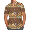 Men's Button Down Short Sleeve Shirt - Tribal Stripes Lion King Inspired