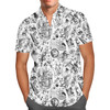 Men's Button Down Short Sleeve Shirt - Nightmare Sketches Halloween Inspired