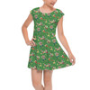 Girls Cap Sleeve Pleated Dress - Mickey & Friends Celebrate Christmas