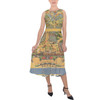 Belted Chiffon Midi Dress - Disneyland Vintage Map