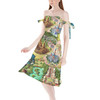 Strapless Bardot Midi Dress - Disneyland Colorful Map