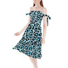 Strapless Bardot Midi Dress - Ken's Bright Blue Leopard Print