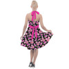 Halter Vintage Style Dress - Fuchsia Pink Floral Minnie Ears