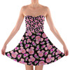 Sweetheart Strapless Skater Dress - Fuchsia Pink Floral Minnie Ears