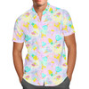 Men's Button Down Short Sleeve Shirt - Pastel Ice Cream Dreams