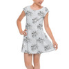 Girls Cap Sleeve Pleated Dress - Sketch of Steamboat Mickey