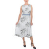 Belted Chiffon Midi Dress - Sketch of Steamboat Mickey