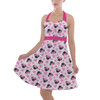 Halter Vintage Style Dress - Watercolor Minnie Mouse In Pink