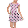 Girls Cap Sleeve Pleated Dress - Watercolor Minnie Mouse In Pink