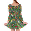 Longsleeve Skater Dress - Orange Bird & Tiki Friends